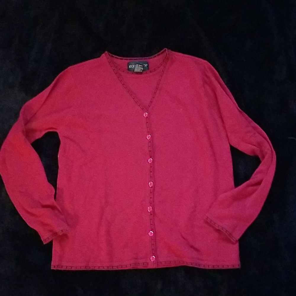 Requirements red mock cardigan sweater size small